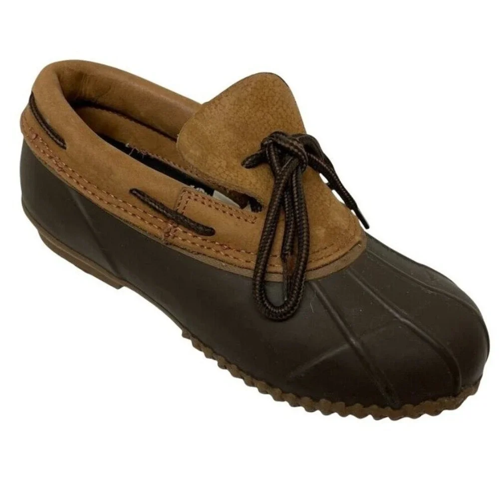 RedHead Womens Brown Leather Rubber Duck Shoes Thinsulate Rain Boots‎ Size 6